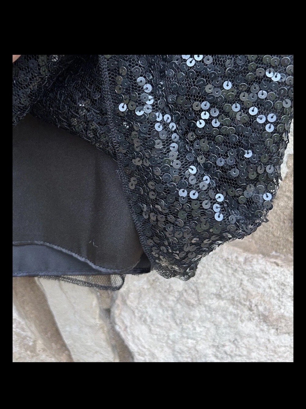E.C.I. Black Sheer Mesh Overlay Short Skirt Medium Sequin Embellishments - Picture 4 of 5
